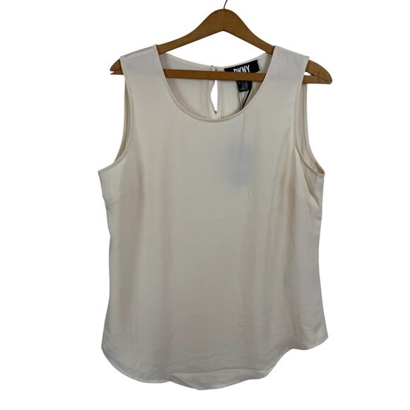 DKNY Womens Sleeveless Top Size Medium Cream Layering Piece Minimalist Basic - Picture 1 of 6